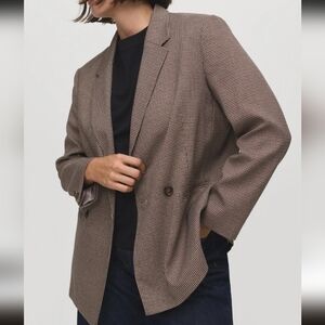 Mango Houndstooth Double Breasted Blazer